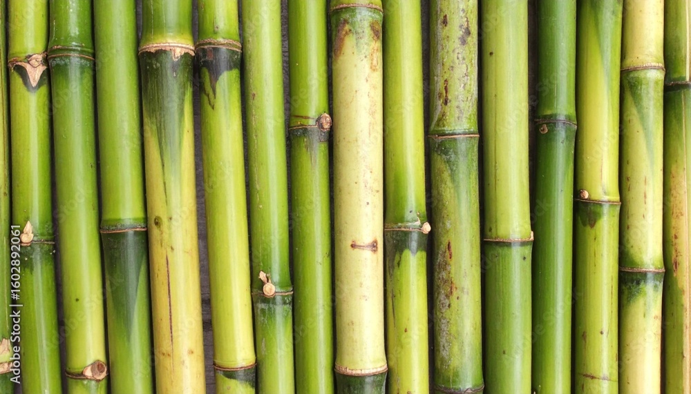 Fototapeta premium Green Bamboo Stalks Creating a Natural Background Texture in Vertical Alignment