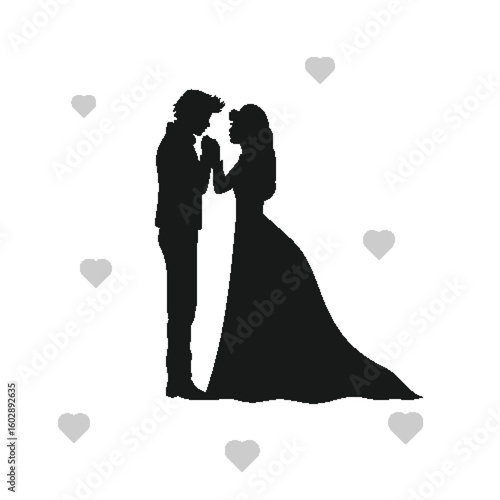 silhouette of bride and groom