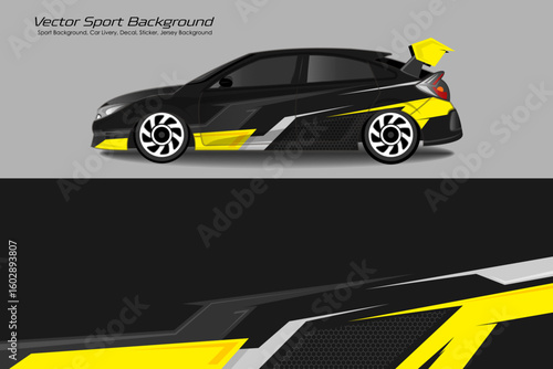 Race car wrap designs. Abstract racing and sport background for car livery in color combinations EPS 10