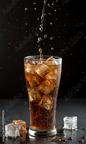 glass of cola with ice
