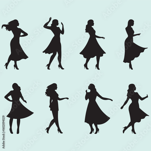 Various Dance Pose Silhouette
