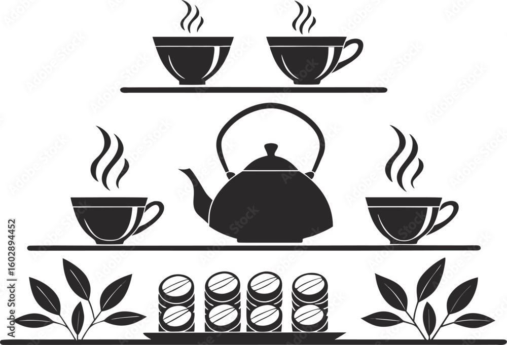 Fototapeta premium A versatile vector set of hot coffee and tea cup icons, perfect for cafe, restaurant, and beverage designs