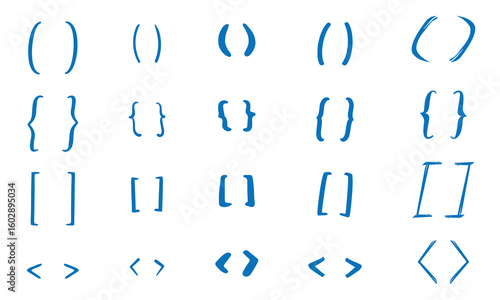 Braces or curly brackets set icons.