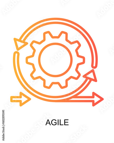Gradient Artistic Style Agile Process Development with Gear and Arrow Icon