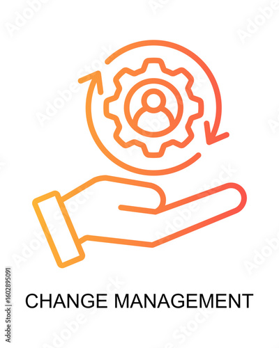 Gradient Line Style Change Management Process Improvement Icon Illustration