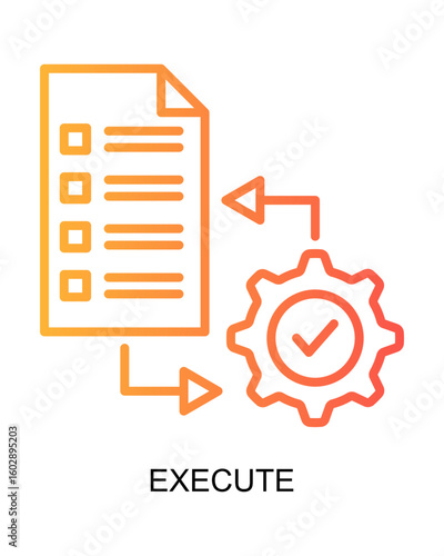Gradient Style Detailed Execute Task Assignment Process Management Icon