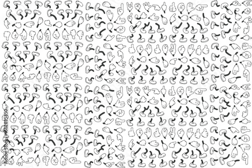 Retro cartoon legs and hands, Hands with gloves and feet with boots, various poses for characters, a set of poses, gestures, placement of hands and feet.
Cartoon set of limbs. Mascot character set eps