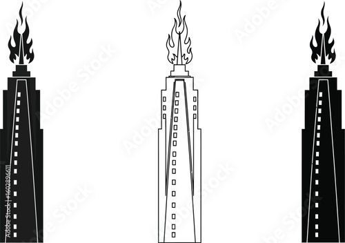 Find industrial flare stack vector illustration for oil gas refinery petrochemicals