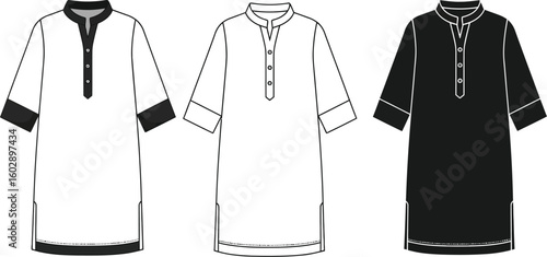 Shop men's kurta pajama design vector illustration fashion clothing apparel style