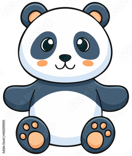 Cute cartoon stuffed Panda Bear toy, isolated 