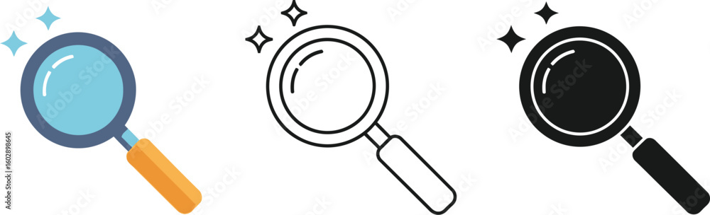 Magnifying glass icon vector illustration set search zoom find inspect research tool Magnifying glass icon vector illustration set search zoom find inspect research tool