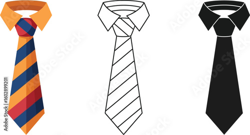 Tie illustration set business fashion necktie formal wear accessory design element