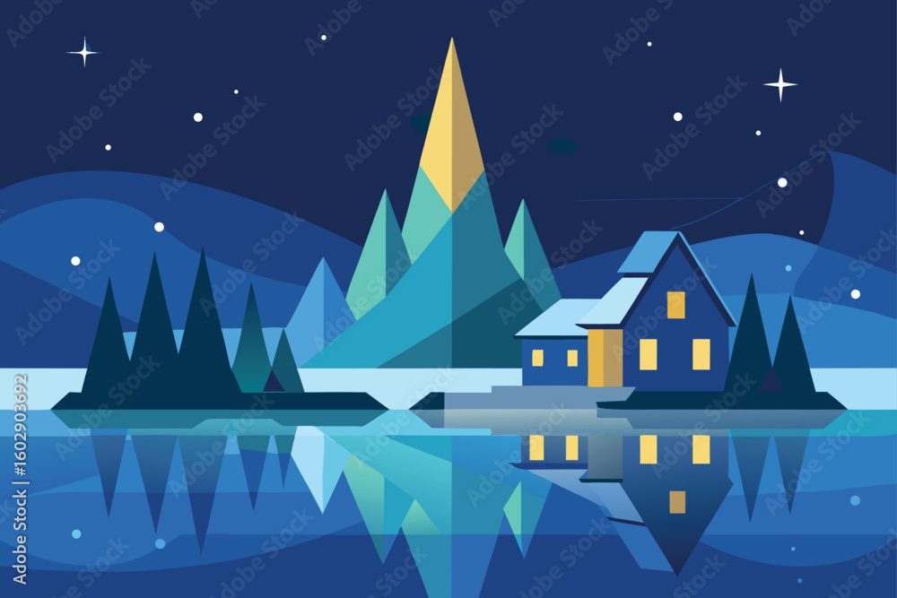 Fototapeta premium christmas night landscape