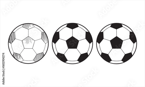 Soccer Ball Vector Set – Black and White Sports Ball Illustrations