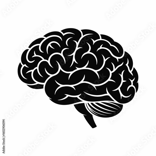 Stylized silhouette of a human brain
