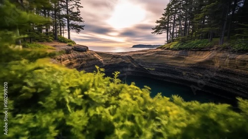Sunset at Devil's Churn, Cape Perpetua, Oregon Coast