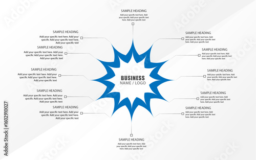 12 step infographics design, flower shape infographics design, star shape infographics