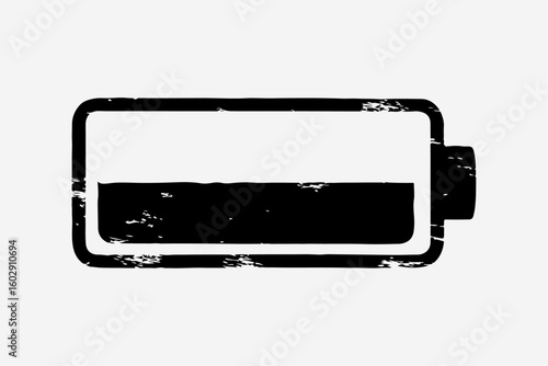 Battery Icon: A grunge-style battery icon indicates a medium charge level.