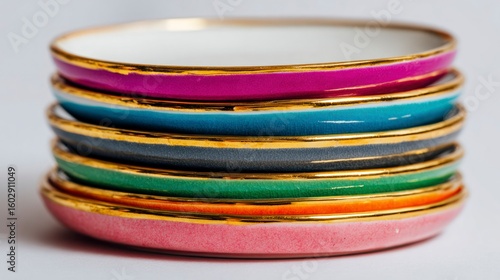 Colorful stacked ceramic plates