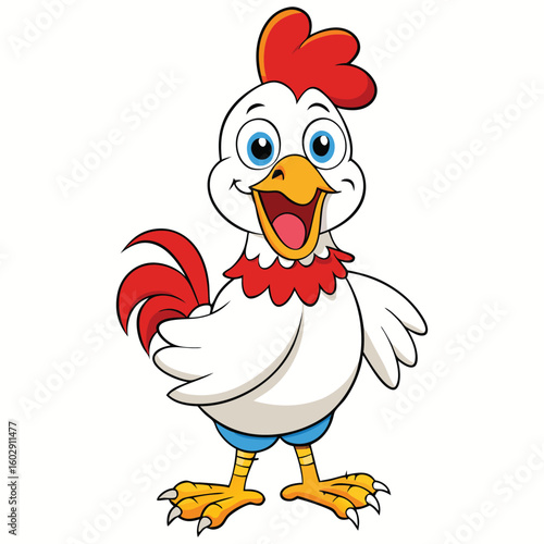 Vector illustration of a happy funny chicken