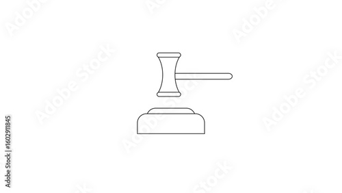 Gavel Icon Vector Design for Legal and Auction Concepts. gavel and block, symbolizing law, justice, or auction decisions. Ideal for legal services, courtroom illustrations, judicial apps, or bidding