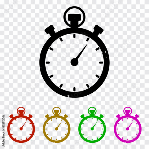 Stopwatch Silhouettes: An array of colorful stopwatch icons represents time management, speed, and precision. Each graphic showcases the power of time measurement for various applications.