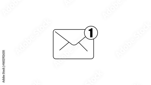 Envelope Icon with Notification Badge Vector Design, notification badge, symbolizing a new message or unread email. This icon is perfect for email apps, messaging systems, or notification features.