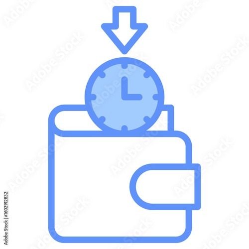 Saving Time Outline Blue Color Icon
