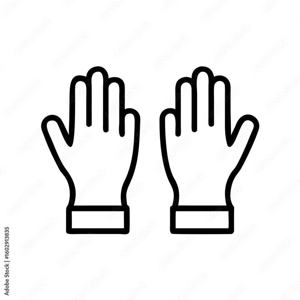 Two hands in gloves on a white background Two hands in gloves on a white background