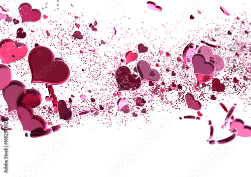 realistic isolated heart confetti on the transparent background for decoration and covering.