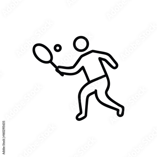 Tennis Player Hitting Forehand Shot Line Art Vector Illustration Design