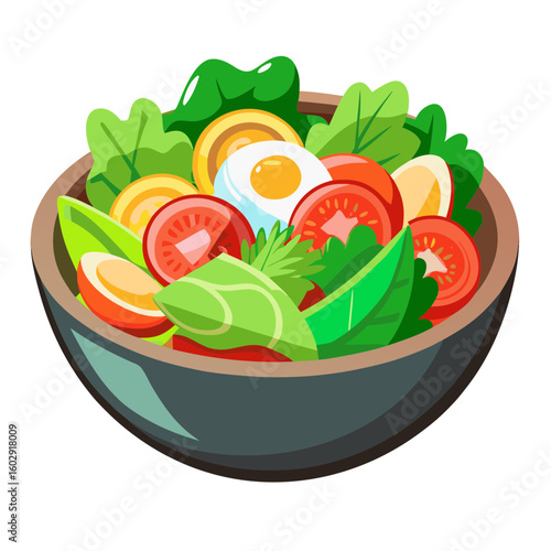 Fresh salad with egg and tomatoes in a bowl