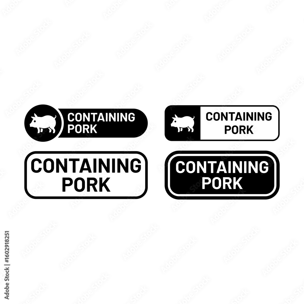 Fototapeta premium Pork content symbol with pig icon in label layout