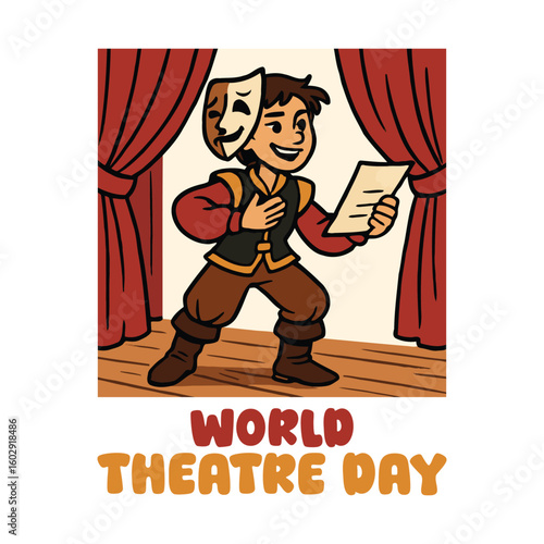 World Theatre Day A Performer in Costume Reading a Script with Passion and Focus