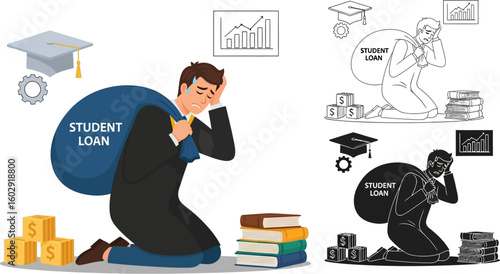 Understanding student loan debt and financial stress after graduation illustration