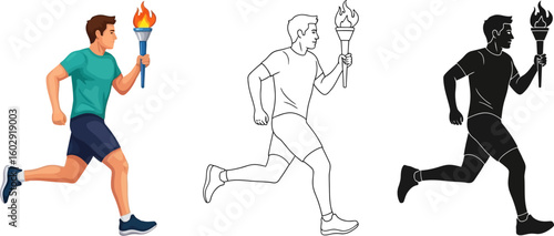 Olympic torch relay runner illustration vector graphic design template download free