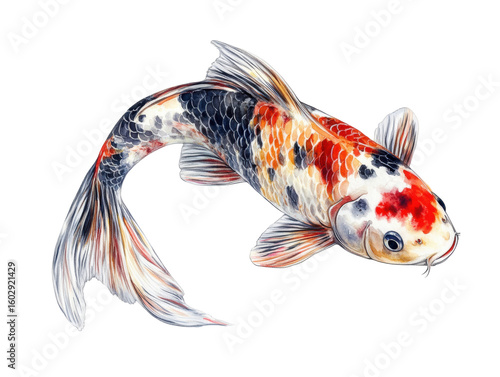 Detailed illustration of a vibrant koi fish.