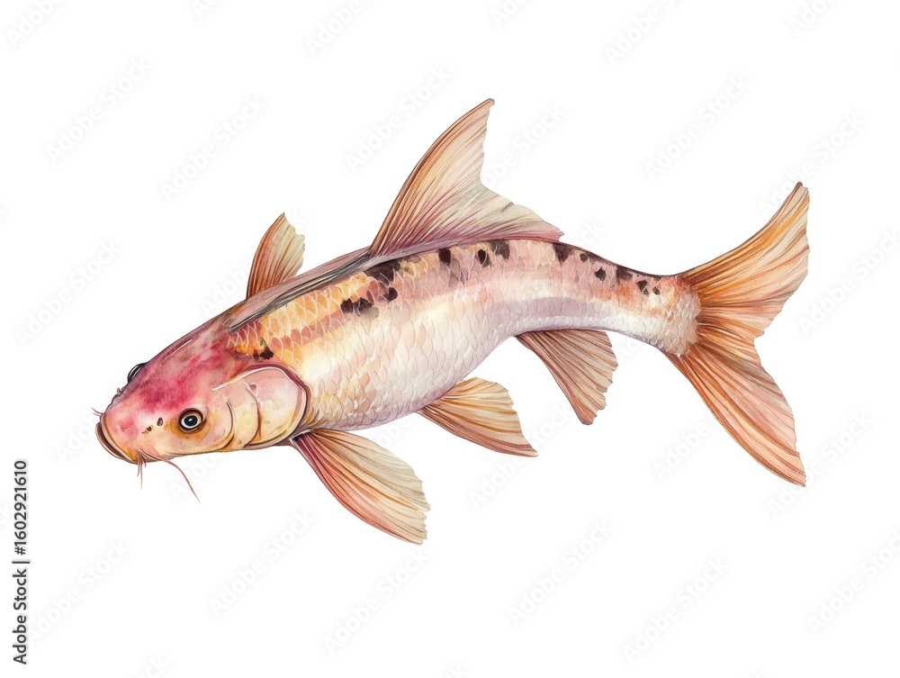 Fototapeta premium Detailed illustration of a colorful koi fish.