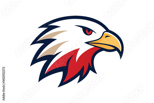 Stoic Eagle Head in Profile Mascot Logo Design on White Background