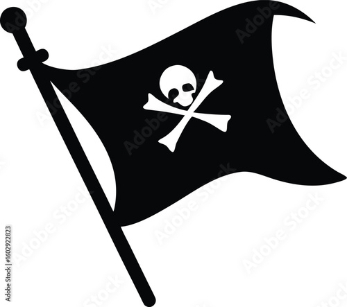 Detailed Black Silhouette Pirate Icon Vector Graphic for Branding and Design