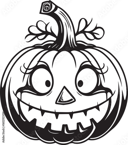 Smiling Halloween Pumpkin: A classic smiling jack-o'-lantern with a carved face and cheerful grin, ready to celebrate Halloween with spooky charm.