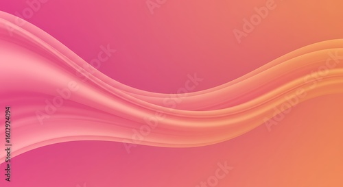 Abstract pink and orange flowing waves, smooth gradient background, elegant curves, dynamic design.
