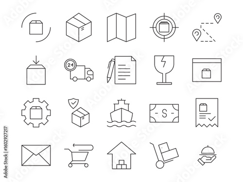 Delivery icon set. editable stroke. Vector illustration