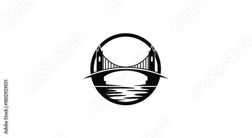 Bridge Silhouette with Reflection in Water