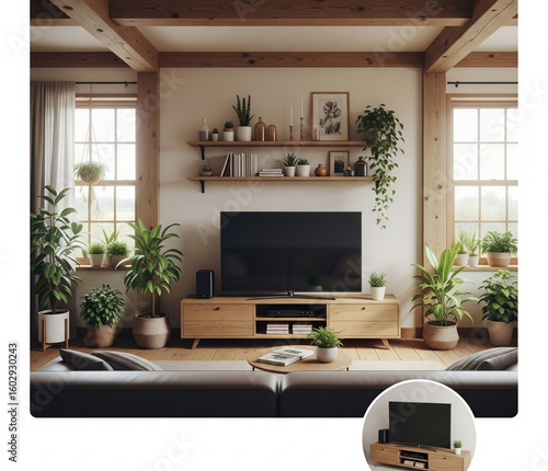 Television Mockup In Rustic Modern Interior
