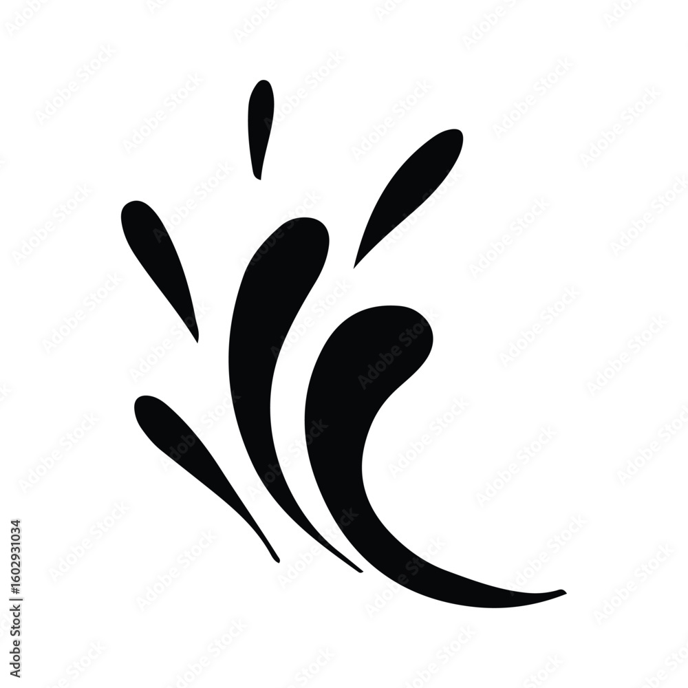 Obraz premium Water drops and splash silhouette in simple doodle style. Set different liquid shapes and silhouette.