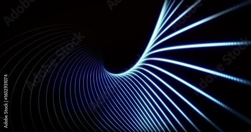 Blue fractals lines moving in the space. Loop