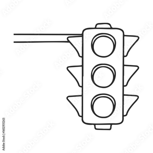 Outline of traffic light illustrating red, yellow, and green signals – stock vector icon in line style
