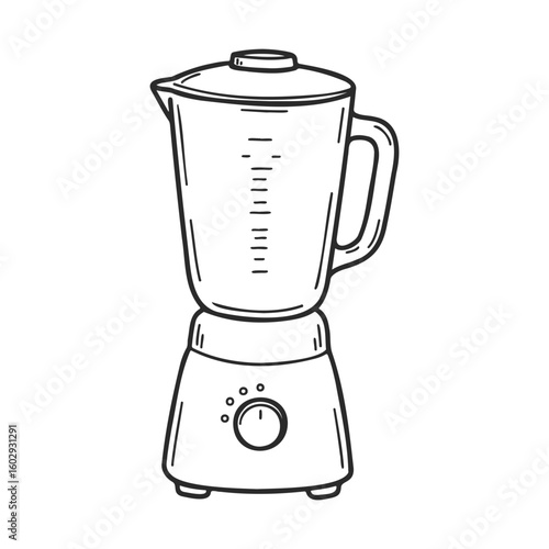 Line art blender illustration with controls and lid in black and white – stock vector icon in line style