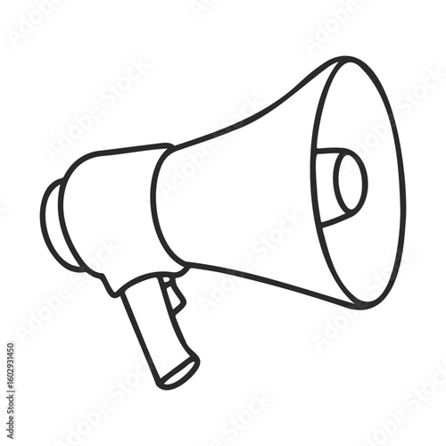 Outline of a megaphone on a white background – stock vector icon in line style